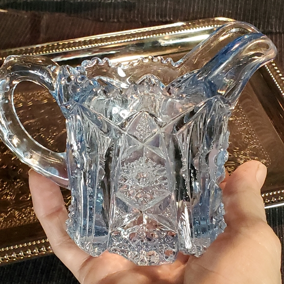 Antique American Brilliant Blue Creamer & Sugar - Picture 11 of 16